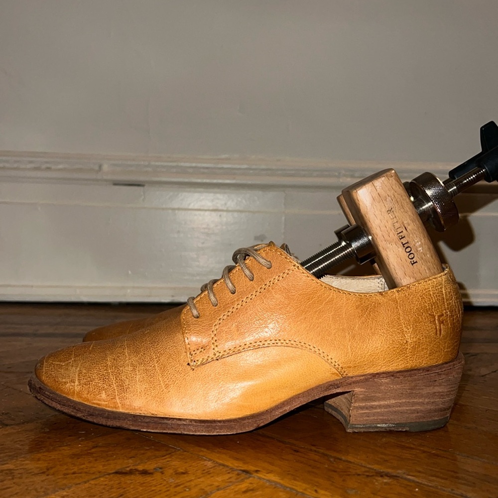 Frye Cognac Leather Lace Up Derby Oxfords Low Heel - Women’s 8.5